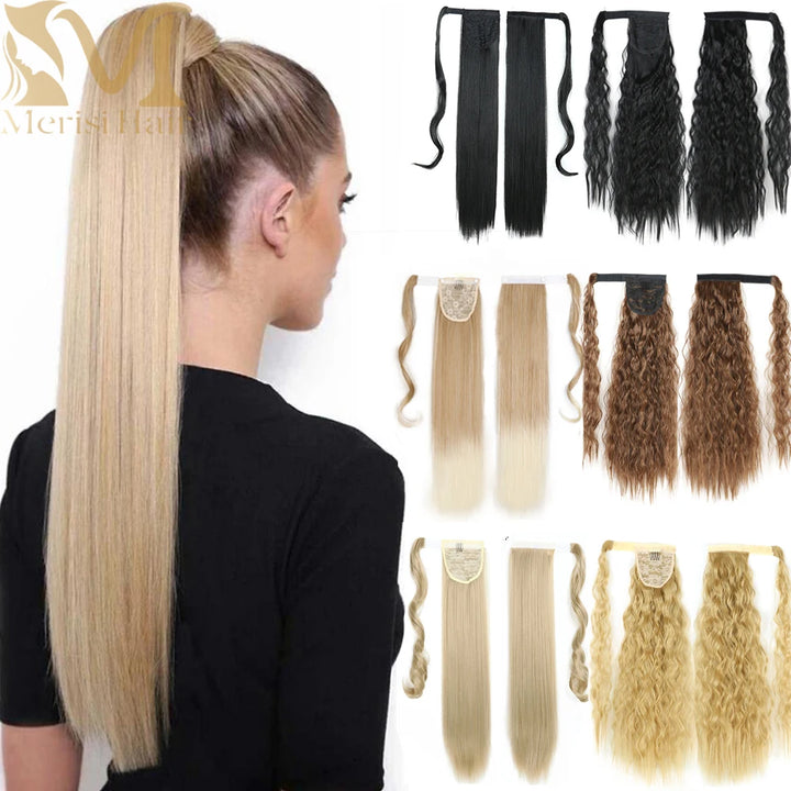 MERISIHAIR Synthetic Long Straight Wrap Hair Extension